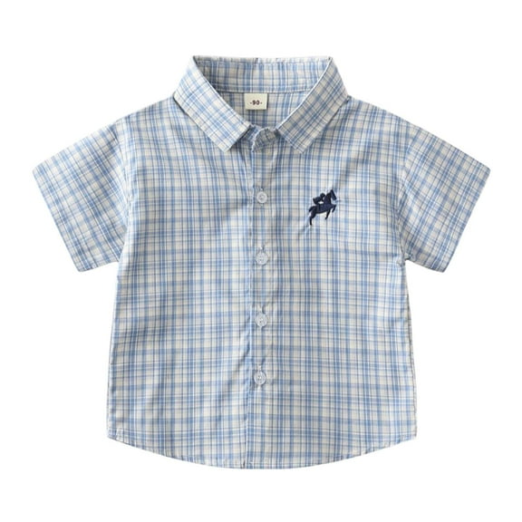 Tiijoy Toddler Boys Cotton Plaid Shirt Casual Short Sleeve Button Down Shirt, Sizes 3-4T