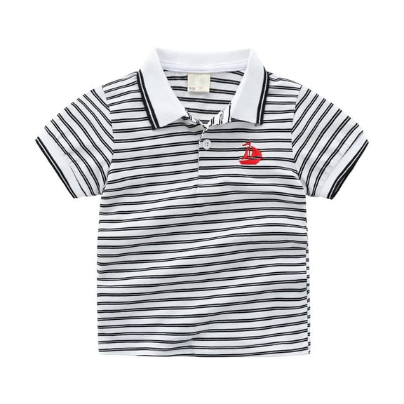 Tiijoy Toddler Boys Cotton Striped Polo Shirt Short Sleeve Casual Comfy Polo, Sizes 2-3