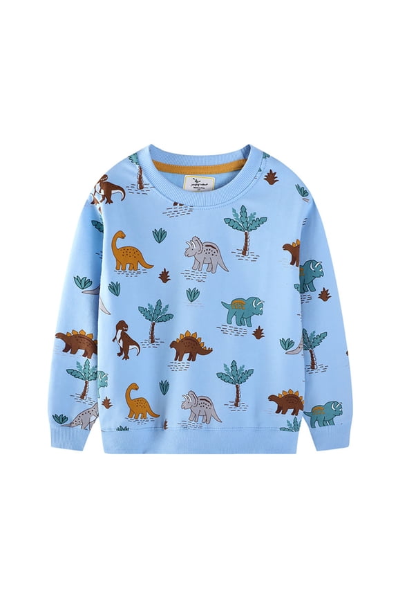 Toddler Boys Crew Neck Sweatshirt Dinosaur Print Spring Fall Pullover, Sizes 2-3T