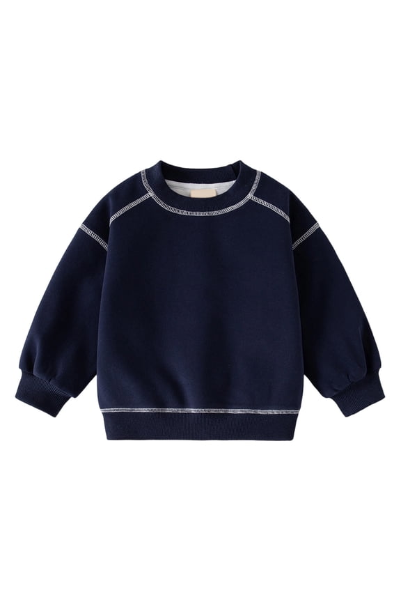 Toddler Boys Crewneck Sweatshirt Micro Long Sleeve Pullover, Sizes 3-4T