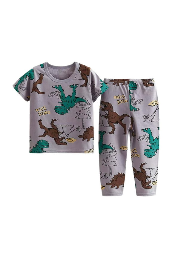 Toddler Boys Dinosaur Pajamas Short Sleeve Top Pants Sleepwear PJ's, Sizes 4-5T