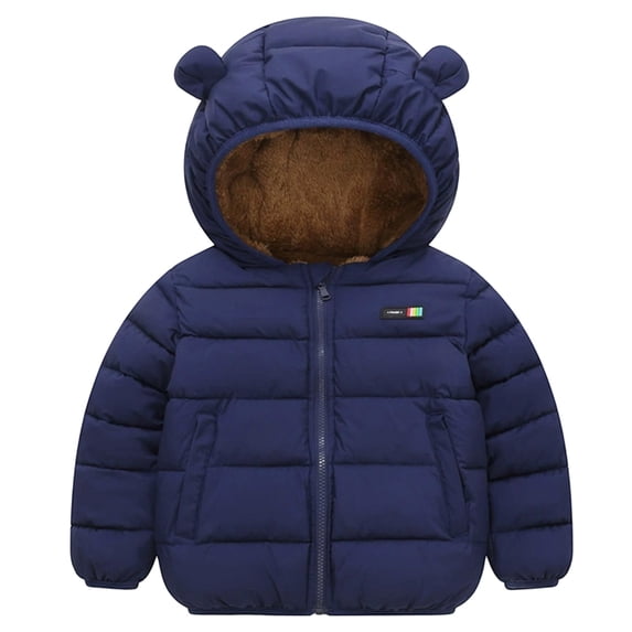 Tiijoy Toddler Boys Down Coat Winter Warm Fleece Lined Hooded Zip Up Puffer Jacket, Navy