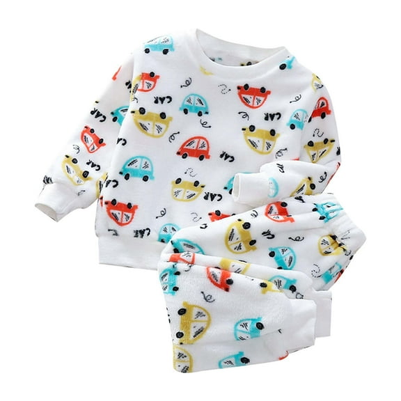 Tiijoy Toddler Boys Flannel Pajamas Cute Soft Warm Sweatshirt Pants Sleepwear, Sizes 3-4T