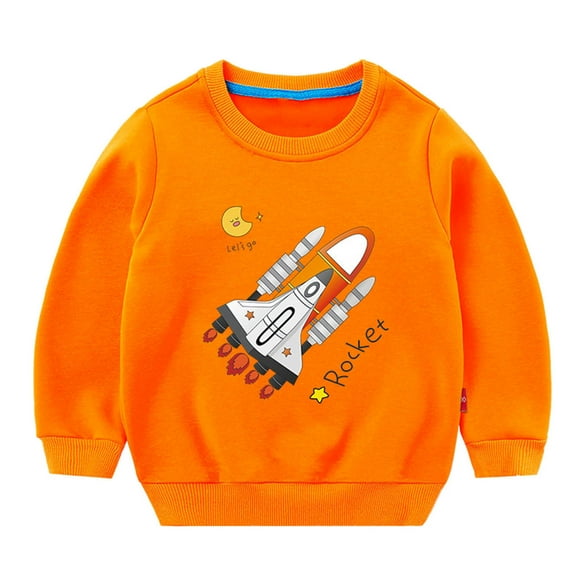 Tiijoy Toddler Boys Graphic Sweatshirt Rocket Print Crew Neck Pullover, Sizes 4-5T