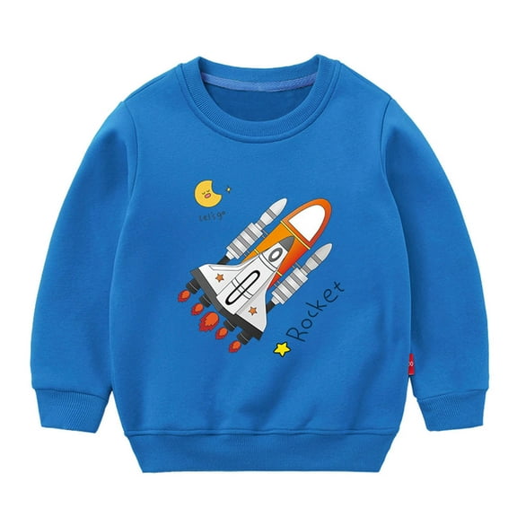 Tiijoy Toddler Boys Graphic Sweatshirt Rocket Print Crew Neck Pullover, Sizes 4-5T
