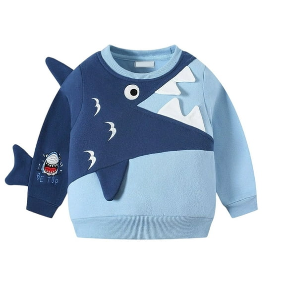 Tiijoy Toddler Boys Shark Sweatshirt Warm Soft Crew Neck Pullover Top, Sizes 4-5T
