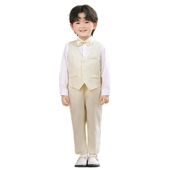 Tiijoy Toddler Boys Formal Suit Wedding Party Sleeveless Vest Pants Bow-Tie Outfits for Kids