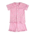 thumbnail image 1 of Tiijoy Toddler Boys Girls Pajamas Ruffles Solid Short Sleeve Shirt Shorts Sleepwear, Sizes 1-2, 1 of 2