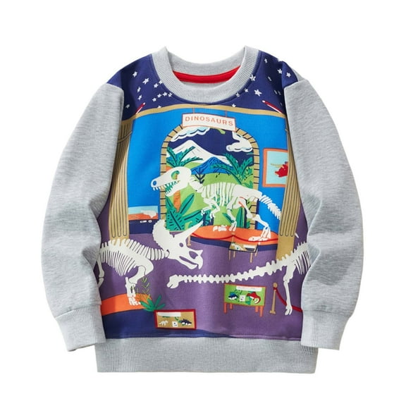 Tiijoy Toddler Boys Glow In The Dark Hoodie Dinosaur Print Crew Neck Hoodies, Sizes 3-4T
