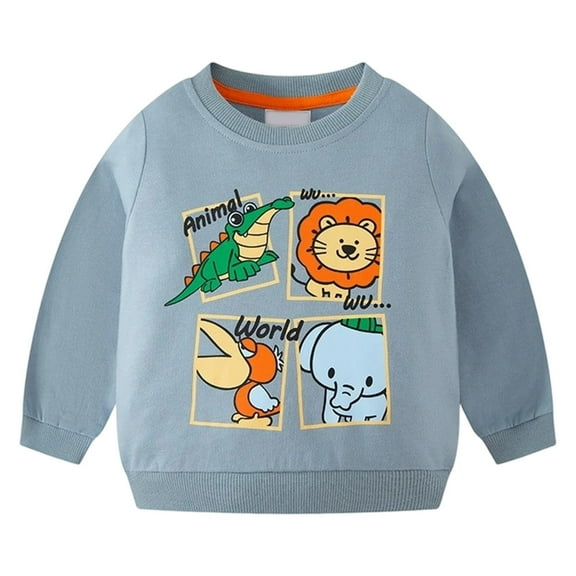 Tiijoy Toddler Boys Graphic Sweatshirt Animal Print Crew Neck Knit Pullover, Sizes 1-2