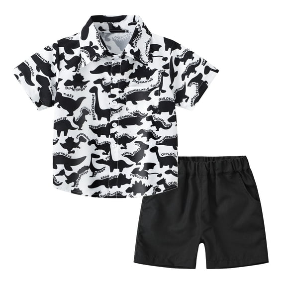 Tiijoy Toddler Boys Hawaii Beach Outfits Summer Tropical Short Sleeve Button Shirt Shorts Set for Kids, Sizes 6M-5T