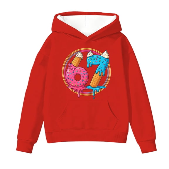Tiijoy Toddler Boys Hoodie 67 Ice Cream Print Hooded Sweatshirt Soft Pullover, Sizes 4-5T