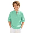 thumbnail image 1 of Tiijoy Toddler Boys Lightweight Linen Shirt Casual Plain Long Sleeve Henley Shirt, 1 of 4