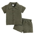 thumbnail image 1 of Tiijoy Toddler Boys Linen Outfits Short Sleeve Button Down Shirt Shorts Set, Sizes 3-4, 1 of 6