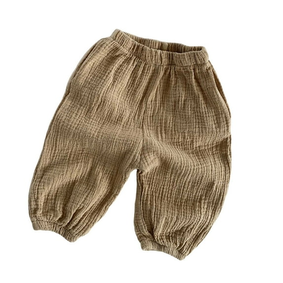 Tiijoy Toddler Boys Loose Fit Linen Pants Solid Color Breathable Casual Trousers, Sizes 6M-5T