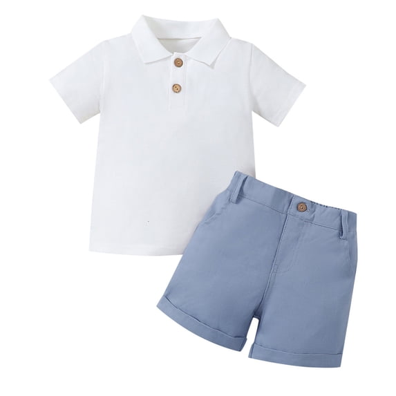 Tiijoy Toddler Boys Outfit Set Summer Short Sleeve Polo Shirt Tops Shorts 2Pc Set