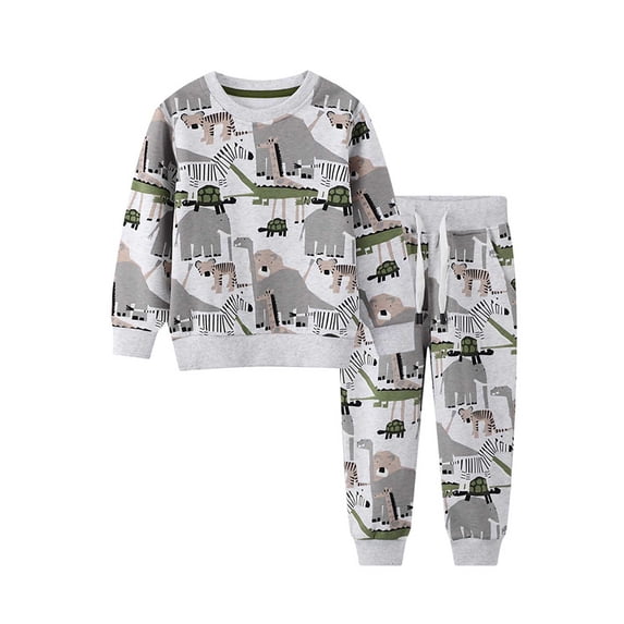 Tiijoy Toddler Boys Outfits Cute Animal Print Fall Sweatshirt and Pants Set, Sizes 3-4