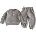thumbnail image 1 of Tiijoy Toddler Boys Outfits Solid Casual Ribbed Sweatshirt and Pants Set, Sizes 3-4, 1 of 8
