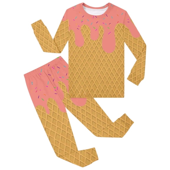 Tiijoy Toddler Boys Pajamas Ice-Cream Print Long Sleeve Tee Pants Sleepwear, Sizes 2-3T