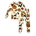 thumbnail image 1 of Tiijoy Toddler Boys Pajamas Set Halloween Pumpkin Print Long Sleeve Top Pants Sleepwear, 1 of 4