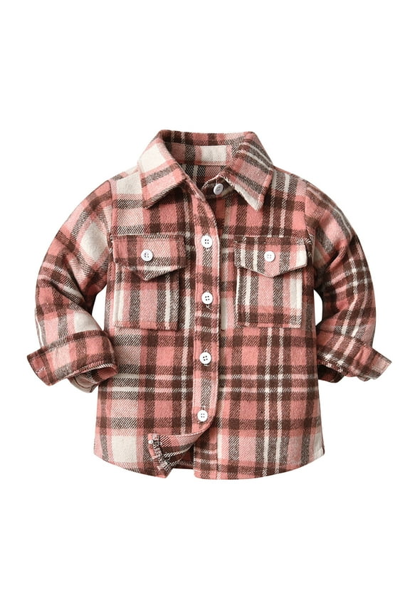 Toddler Boys Plaid Long Sleeve Shirt Spring Fall Button Up Shirt Jacket, Sizes 3-4