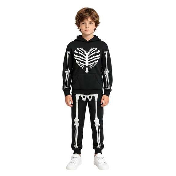Tiijoy Toddler Boys Skeleton Outfits Halloween Hoodie Sweatpants Sweatsuit, Sizes 3-4