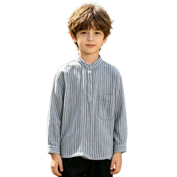 Tiijoy Toddler Boys Striped Long Sleeve Button Up Shirt Summer Casual Lightweight Shirts