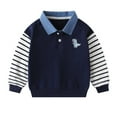 thumbnail image 1 of Tiijoy Toddler Boys Striped Long Sleeve Polo Shirt School Uniform Versatile Shirt, Sizes 3-4, 1 of 6