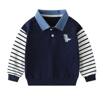 Tiijoy Toddler Boys Striped Long Sleeve Polo Shirt School Uniform Versatile Shirt, Sizes 3-4