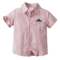 thumbnail image 1 of Tiijoy Toddler Boys Striped Short Sleeve Pocket Shirt Button Down Versatile Shirt, Sizes 3-4, 1 of 3