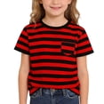 thumbnail image 1 of Tiijoy Toddler Boys Striped Short Sleeve T Shirt with Pocket Casual T-Shirt, Sizes 2-13, 1 of 5