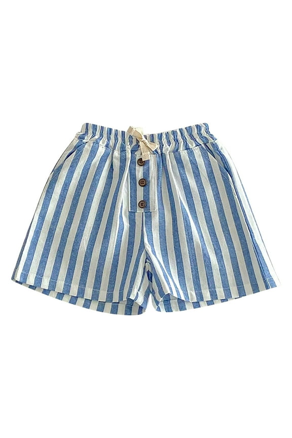 Toddler Boys Striped Shorts Summer Casual Cotton Shorts with Pockets, Sizes 6M-5T