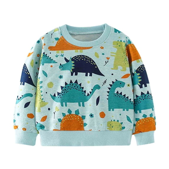Tiijoy Toddler Boys Sweatshirt Cartoon Dinosaur Print Micro Pullover, Sizes 3-4T