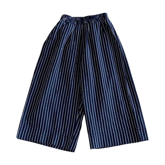 Tiijoy Toddler Boys Wide Leg Striped Linen Pants Casual Lightweight Trousers, Sizes 4-5