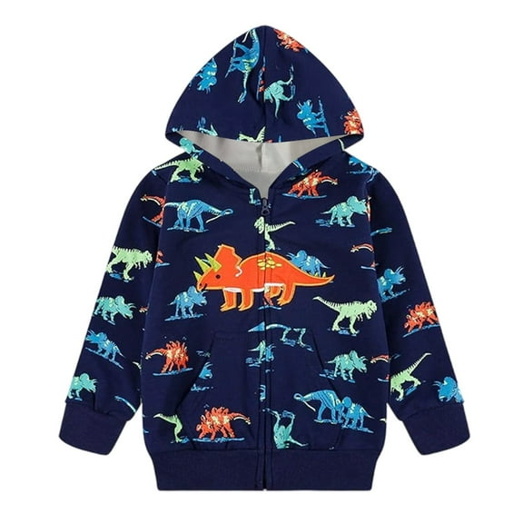 Tiijoy Toddler Boys Zip Up Hoodie Cartoon Print Fleece Hooded Sweatshirt, Sizes 3-4T