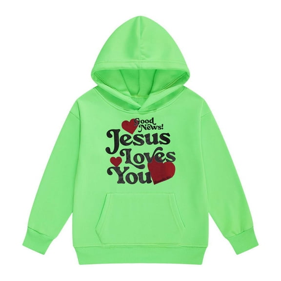Tiijoy Toddler Girl's Hoodie Letter Graphic Jesus Loose Hooded Sweatshirt, Sizes 4-5T