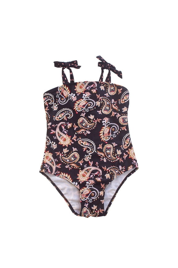 Toddler Girl's One-Piece Swimsuit Tie-Shoulder Quick Dry Bathing Suit, Sizes 11-12