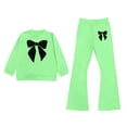 thumbnail image 1 of Tiijoy Toddler Girl's Outfits Bow Print Pullover Sweatshirt & Flared Pants Set, Sizes 3-10, 1 of 3