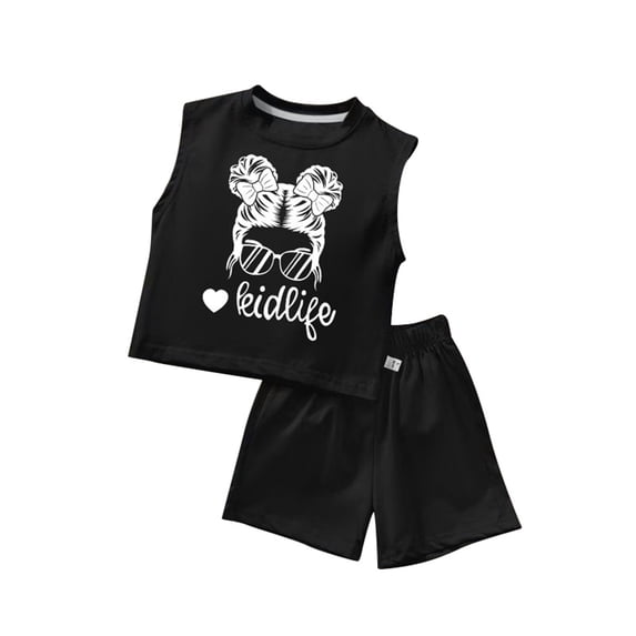 Tiijoy Toddler Girls 2 Piece Outfits Summer Graphic Tank Top and Shorts Set, Sizes 2-3