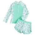 thumbnail image 1 of Tiijoy Toddler Girls 2-Piece Swimsuit Long Sleeve Zipper Rash Guard Shorts Surfing Suit, Sizes 8-9, 1 of 3