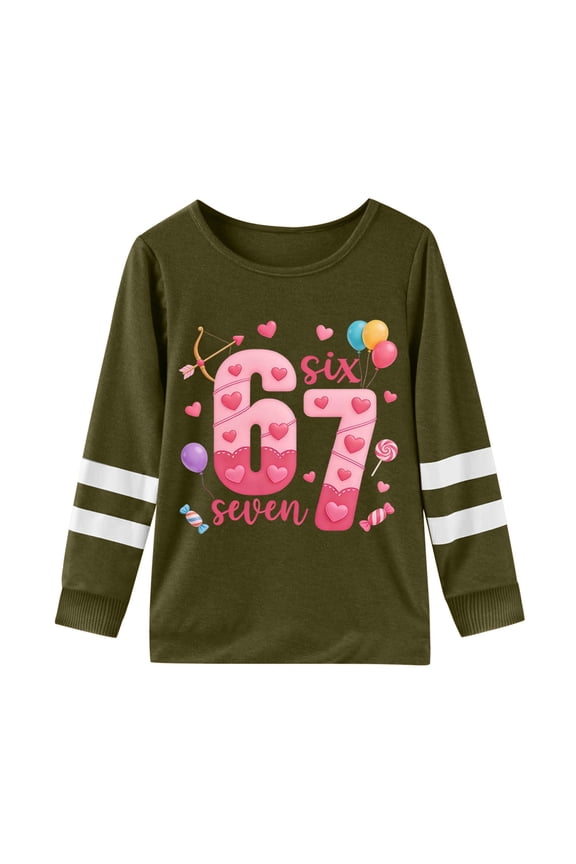 Toddler Girls 6 7 Long Sleeve T-Shirt Valentine's Day Loose T Shirt, Sizes 3-4T
