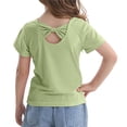 thumbnail image 1 of Tiijoy Toddler Girls Back Bow Short Sleeve T-Shirt Ribbed Solid Crew Neck Casual T Shirt, 1 of 7