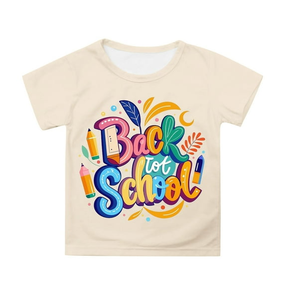 Tiijoy Toddler Girls Back To School T-Shirt Letter Print Short Sleeve Round Neck T Shirt