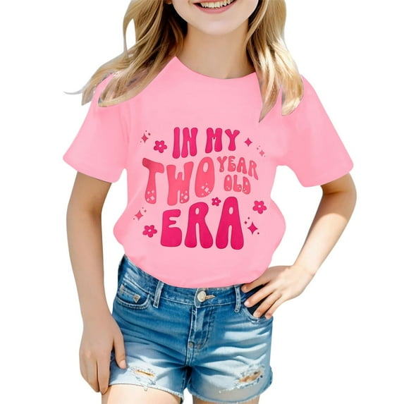Tiijoy Toddler Girls Birthday T-Shirt Cute Letter Print Short Sleeve T Shirt, Sizes 1-2T
