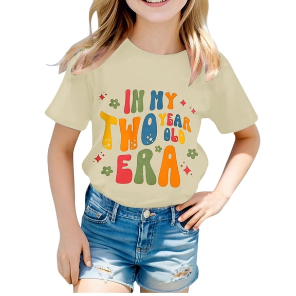 Tiijoy Toddler Girls Birthday T-Shirt Cute Letter Print Short Sleeve T Shirt, Sizes 1-2T