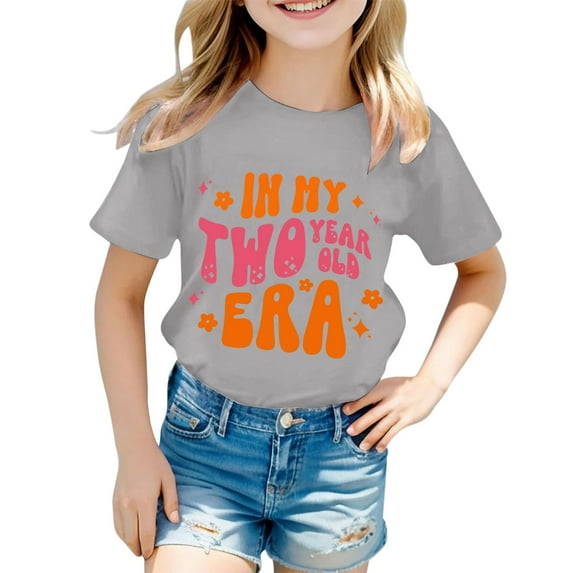 Tiijoy Toddler Girls Birthday T-Shirt Cute Letter Print Short Sleeve T Shirt, Sizes 3-4T