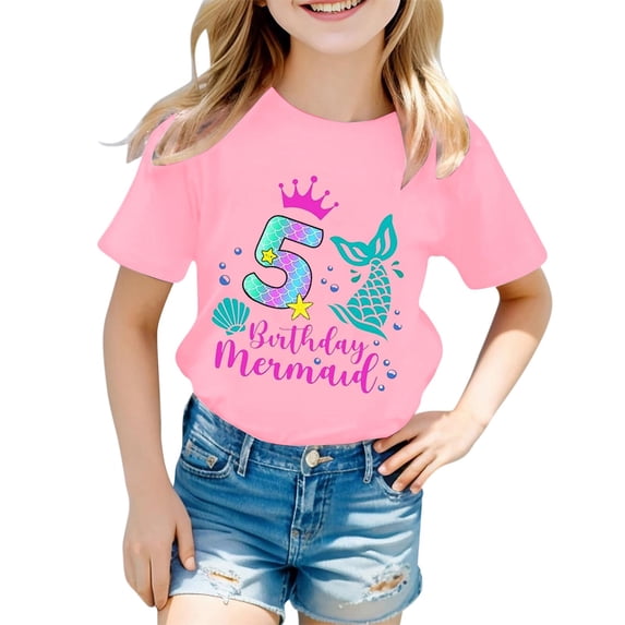 Tiijoy Toddler Girls Birthday T-Shirt Cute Short Sleeve Crewneck T Shirt for Kids, Sizes 5