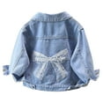 thumbnail image 1 of Tiijoy Toddler Girls Bow Denim Jacket Long Sleeve Snap Denim Coat Outerwear, Sizes 3-4, 1 of 8