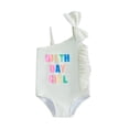 thumbnail image 1 of Tiijoy Toddler Girls Bow Ruffle One-Piece Swimsuit Asymmetrical UPF50+ Bathing Suit Swimwear, 1 of 3