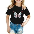 thumbnail image 1 of Tiijoy Toddler Girls Butterfly Print Graphic Tee Short Sleeve Casual Active T-Shirt, Sizes 3-4, 1 of 3